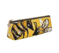 JKSEEPYN Trousse à crayons imprimée de bulles de bière pour étudiants, filles, garçons, triangle en cuir PVC, trousse de maquillage pour l'école, le bureau, les voyages, Bee Love Honey, Taille unique
