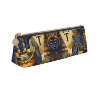 JKSEEPYN Trousse à crayons imprimée de bulles de bière pour étudiants, filles, garçons, triangle en cuir PVC, trousse de maquillage pour l'école, le bureau, les voyages, Série Égypte Ancienne Tribe