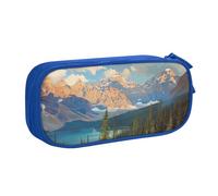 JKSEEPYN Trousse à crayons imprimée National Park noire, organiseur de maquillage, pochette zippée double couche avec emplacements pour stylos et poches pour le bureau, les voyages ou l'école, bleu,