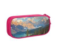 JKSEEPYN Trousse à crayons imprimée National Park noire, organiseur de maquillage, pochette zippée double couche avec emplacements pour stylos et poches pour le bureau, les voyages ou l'école, rose,