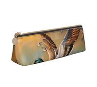 JKSEEPYN Trousse à crayons imprimée planète pour étudiants filles garçons - Trousse triangulaire en cuir PVC pour papeterie, maquillage, école, bureau, voyage, Peinture à l'huile Canard, Taille unique