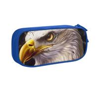 JKSEEPYN Trousse à crayons noire avec imprimé aigle chauve américain, organiseur de maquillage, pochette zippée double couche avec emplacements pour stylos et poches pour le bureau, les voyages ou