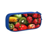 JKSEEPYN Trousse à crayons noire avec imprimé fruits et légumes frais, organiseur de maquillage, pochette zippée double couche avec emplacements pour stylos et poches pour le bureau, les voyages ou