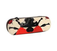 JKSEEPYN Trousse à crayons rigide en cuir imprimé coccinelle et trousse de maquillage, organiseur élégant pour l'école, le bureau et les voyages, Noir , Taille unique, Cartable