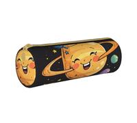 JKSEEPYN Trousse à crayons ronde en cuir imprimé lézard vert pour étudiants, filles, garçons, trousse de maquillage pour l'école, le bureau, les voyages, Jolie planète., Taille unique, Cartable