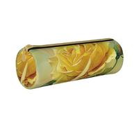 JKSEEPYN Trousse à crayons ronde en cuir imprimé plage pour étudiants, filles, garçons, trousse de maquillage pour l'école, le bureau, les voyages, Rose jaune., Taille unique, Cartable