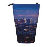 JKSEEPYN Trousse à crayons télescopique, avec inscription « Merry Christmas » - Joli organiseur à crayons - Portable - Pour l'école, le bureau, les voyages, Los Angeles Skyline, Taille unique