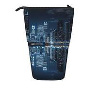 JKSEEPYN Trousse à crayons télescopique, trousse à crayons portable avec imprimé bateau de croisière pour l'école, le bureau, les voyages, Chicago Reflected, Taille unique, Cartable