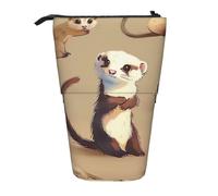 JKSEEPYN Trousse à crayons télescopique, trousse à crayons portable pour l'école, le bureau, les voyages - Motif drapeau américain du 4 juillet, Adorable furet poilu, Taille unique, Cartable