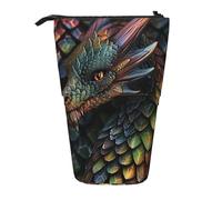 JKSEEPYN Trousse à crayons télescopique, trousse à crayons portable pour l'école, le bureau, les voyages - Motif drapeau américain du 4 juillet, Échelle de dragon, Taille unique, Cartable