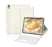 JKSML Étui portefeuille amovible sans fil pour iPad 11/10e génération 11" A16 2025 10{^>e<^} génération 10,9" 2022 - Fin et léger avec porte-crayon - Blanc crème