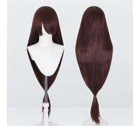 JKUHA Perruque Universelle Extra Longue de 120cm/47.2 Pouces, Perruque Longue et Lisse avec Frange for Cosplay, Bricolage de fête d'halloween, Style de Robe Lolita(Dark Brown)