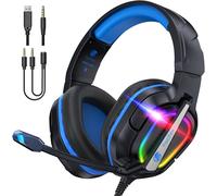 JKUM-Fc-200 Casque De Jeu Pliable Pour Ps5,Ps4,Pc,Xbox,Nintendo Switch,Casque Avec Micro Enc,Casque De Jeu 3,5 Mm Avec Lumière Rgb-Rgb Noir Bleu