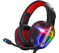 JKUM-Fc200 Casque Gaming Pour Ps5,Ps4,Pc,Xbox,Nintendo Switch,Casque Ps5 Avec Câble Et Lumière Rgb,Casque Stéréo Surround Avec Micro,Noise Cancelling Gamer Headphones-Rouge
