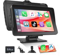 Jkun-Autoradio Portable A-Pple Carplay,7 Pouces Grand Écran Tactile Ips Avec Bluetooth/Android Auto/Fm/Aux/Airplay/Mirror Cast Pour Voitures/Suv/Fourgonnettes/Pick-Ups Et Camions + Carte Tf 64 Go