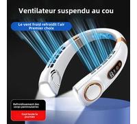 JKUOO Ventilateur de cou rechargeable, ventilateur portable personnel à piles, ventilateur de refroidissement de cou USB portable mains libres pour intérieur et extérieur white