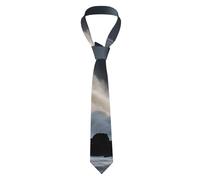JKXUN Lighthouse In Storm Cravate extra longue en soie pour homme pour le travail et le mariage, noir, taille unique