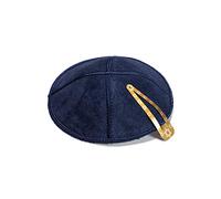 JL Kippha's Kippa 16 cm juif Cuir Bleu marin Kippa Kippa Rond Kippa Synagogue