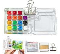 JL&MI Kit d'aquarelle professionnel - Palette de peinture portable avec carnet de croquis, pinceau et clip en métal | Kit d'art de voyage pour débutants, artistes et étudiants en plein air (tableau