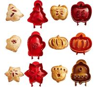 JL&MI Lot de 6 mini moules à tarte à la main sur le thème de l'automne avec formes de pomme, gland et citrouille - Presseur de pâte pour pâtisserie, emporte-pièces, idéal pour les festivals, les fêtes