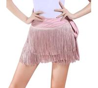 JL&RC Jupe de danse latine tango avec franges pour danse du ventre Rumba Thé Samba Dance Hall Jupe, rose, Taille Unique