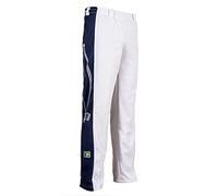 JL Sport Authentique Brésilien Capoeira Arts Martiaux Garçon Pantalon (Blanc avec Imprimé Berimbau Along Jambe) - Blanc, Blanc, 9-10 Years