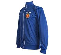 JL Sport Deutsche Demokratische Republique Est Allemagne DDR Années 1970 Rétro Veste Football Survêtement Fermeture Éclair Tricot Homme Haut - Bleu, XX-Large