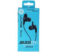 JLab Audio JBuds Pro Signature - Écouteurs filaires avec Microphone et Commandes de Piste, Pilotes en Titane de 10 mm avec Embouts en Gel et ailettes Cush (Noir)
