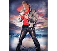 JLANEZI 5D Diamant Broderie Portrait Diamant Peinture Johnny Hallyday Plein Rond Strass Photos Décoration de La Maison,30x40cm