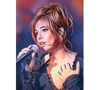 JLANEZI 5D Diamant Peinture Mylene Farmer Rond Diamant Mosaïque 3D Diamant Broderie Artisanat Décor À La Maison Cadeau Art,G7,40x55cm