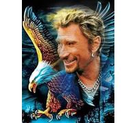 JLANEZI 5d rond diamant peinture point de croix rock star johnny hallyday image mosaïque diamant broderie hobbie artisanat,G,50x65cm