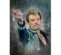 JLANEZI Diamant Broderie 5D Bricolage Johnny Hallyday Diamant Peinture mosaïque Puzzle Photo de Strass Point de Croix,G,70x95cm