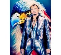 JLANEZI Plein Rond Diamant Broderie Johnny Hallyday 5D Diy Diamant Peinture Point De Croix Kits De Mosaïque Kits,J,40x55cm