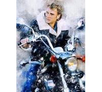 JLANEZI Plein Rond Foret 5D Diy Diamant Peinture Johnny Hallyday 3d Broderie Point De Croix Mosaïque Strass Décor À La Maison,J,40x55cm