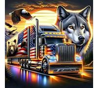 JLANEZS 5D Diamant Peinture Camion Rond Diamant Mosaïque 3D Diamant Broderie Artisanat Stickers Muraux Décor À La Maison Cadeau Art,E,80x80cm