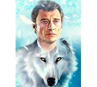 JLANEZS 5D Diamond Painting Johnny Hallyday Plein Rond Diamond Peinture Point De Croix Couture Décoratif À La Maison,R77,60x80cm