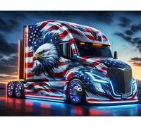 JLANEZS 5D DIY Diamant Peinture Gros Camion Broderie Complet Rond Diamant Point De Croix Strass Mosaïque Décor Cadeau,R,40x55cm