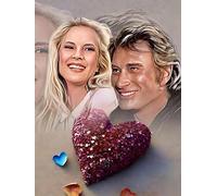 JLANEZS 5D DIY Rond De Diamant Peinture Français Chanteur Johnny Hallyday Point de Croix mosaïque décor,RS,80x105cm