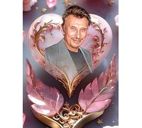 JLANEZS Johnny Hallyday 5D Plein Diamant Peinture DIY Diamant Broderie Image Décoration de La Maison,R77,60x80cm