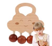 jlceh Hochet en bois naturel, jouet de dentition hochet - Les jouent à la main Bell Cloud Design - Hochet à mâcher pour de 0 à 3 mois, sans peinture, cloche à main pour garçon et fille