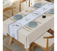 JLCP Nappe De Jardin Extérieur, Style Nordique Nappe De Table Lavable Plastique PVC Rectangle Imperméable Résistant À l'huile Réutilisable Nappe en Toile Cirée,Facile À Nettoyer,Beige,90x90cm