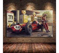 JLFDHR Toile Tableau 60x90cm sans Cadre Affiche de Voiture Vintage Ferraris Classique Course F1 Voiture de Course oeuvre Mur Art Photo Peinture pour la Maison Salon décor