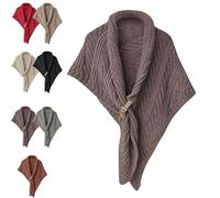 JLJKNC Châle triangle multifonctionnel pour femme Châle triangle tricoté avec boucle en cuir Châle au crochet chaud, confortable et à la mode