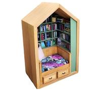 Jlkegfdf a-nxiety Bibliothèque Shake Away Your a-nxiety, fabriquée à la main - Scène détaillée en bois, bibliothèque a-nxiety avec 200 -ni livres et 2 coussins