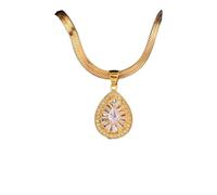 JLKJNCXZC 18K Electroplated Teardrop-shaped Classic Pendant Necklace for Women with Snake Bone Titanium Steel Chain