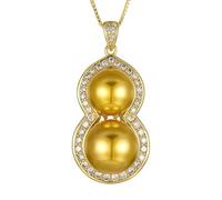 JLKJNCXZC 2025 New Copper Plated Simulated Golden Pearl Gourd Pendant Necklace for Women 16-14m