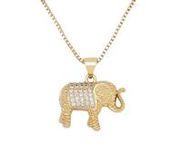 JLKJNCXZC Charm Lucky Elephant Necklace Cubic ia Pendant Long Chain Choker For Women Party Wedding Gift