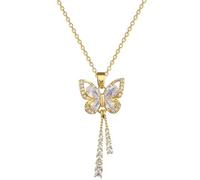 JLKJNCXZC Cla ic Charming Romantique Blanc Ta el Butterfly Collier capable Micro-incrusté Tempérament Voir atile tainle teel