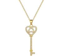 JLKJNCXZC Cla ic Per onalized Double Love Hollow Micro-embedded Key Necklace, Exqui ite et tainle teel Clavicule Chain capable