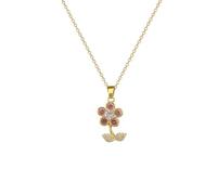 JLKJNCXZC collier pendentif en forme de feuille rose à cinq pétales en forme de tainle teel pour femmes nouvelle chaîne de clavicule